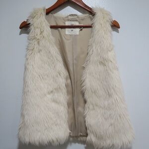 H&M Label of Graded Goods Off White Faux Fur Gilet Sleeveless Vest